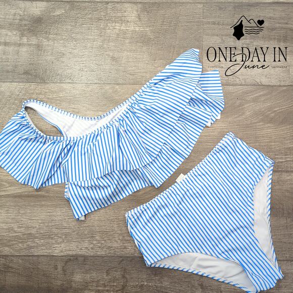 Vimpunec One Shoulder Ruffle Bikini Swimsuit Size M - Picture 2 of 6